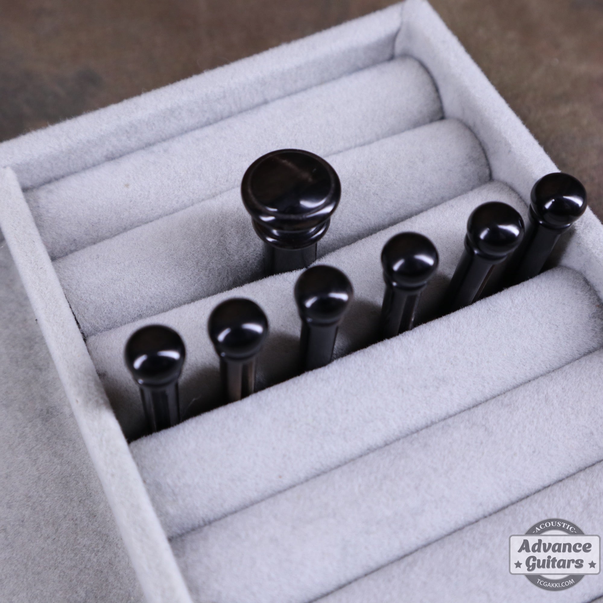 Preciso Bone Bridge Pin & End Pin Set(Black Water Buffalo Horn & Plain) - TC楽器 - TCGAKKI
