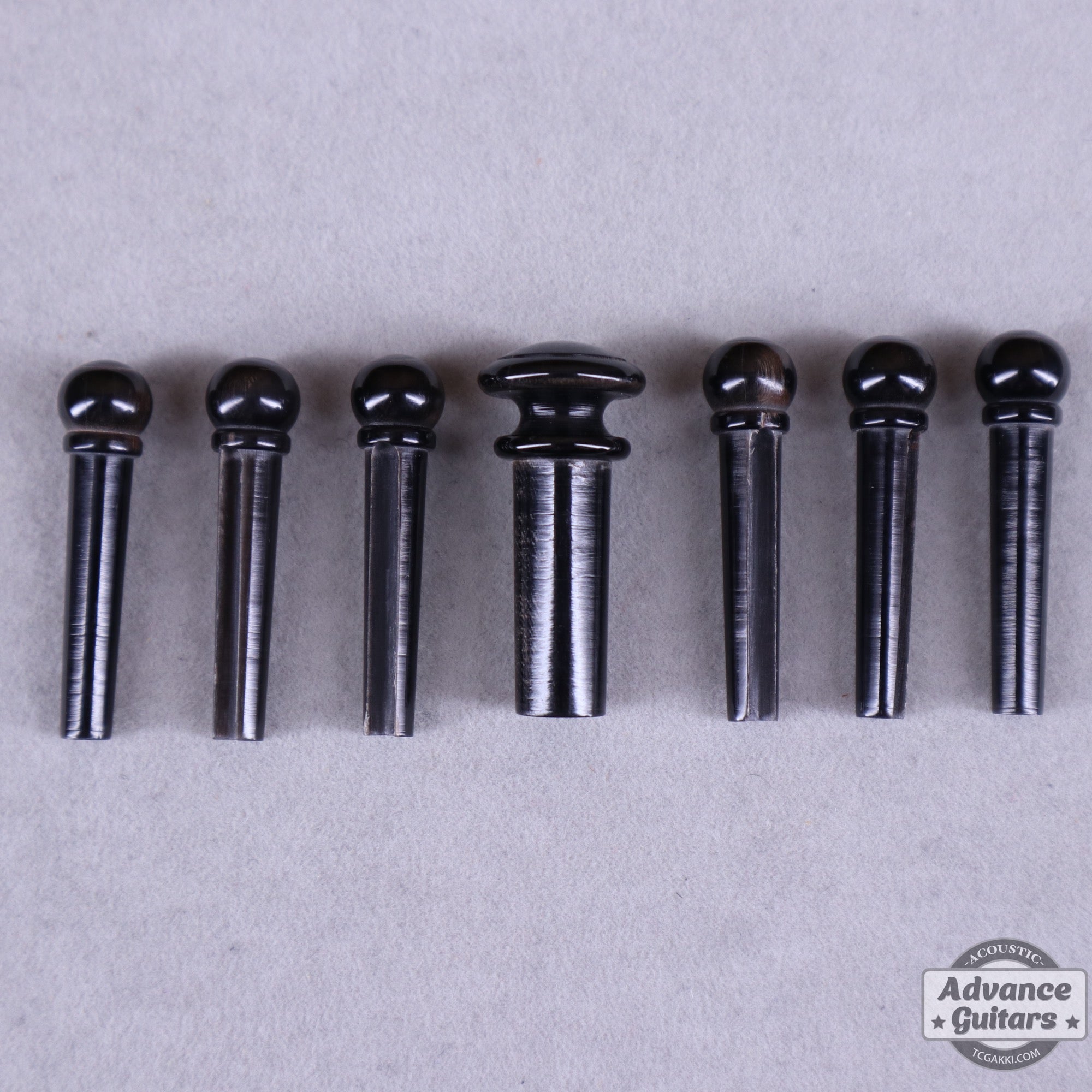 Preciso Domed Bone Bridge Pin & End Pin Set(Black Water Buffalo Horn & Abalone Pine) - TC楽器 - TCGAKKI