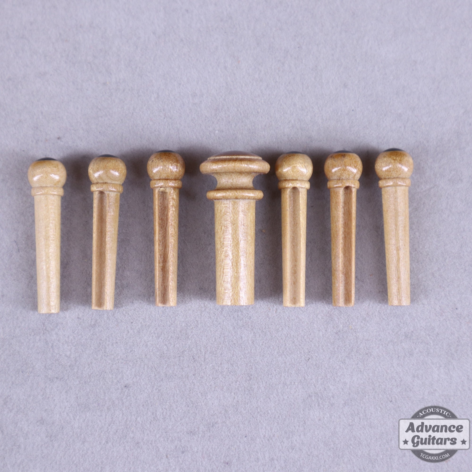 Preciso Domed Wood Bridge Pin & End Pin Set(Boxwood & Ebony Dot) - TC楽器 - TCGAKKI