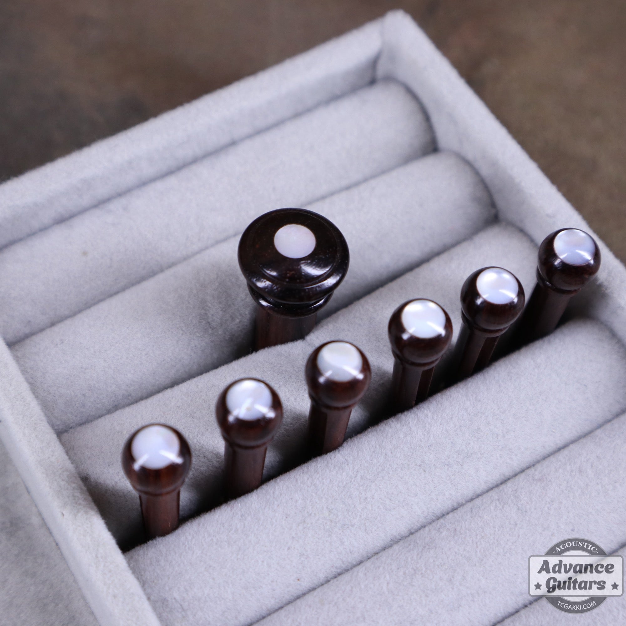 Preciso Domed Wood Bridge Pin & End Pin Set(Rosewood & Mother of Pearl Dot) - TC楽器 - TCGAKKI