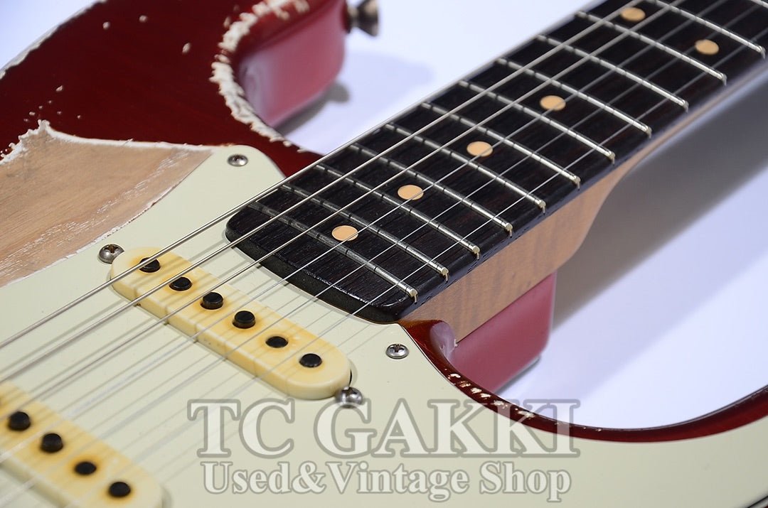 Dover SSS Candy Apple Red Over White Multicolor Heavy Aged 5A Flame Maple Neck - TC楽器 - TCGAKKI