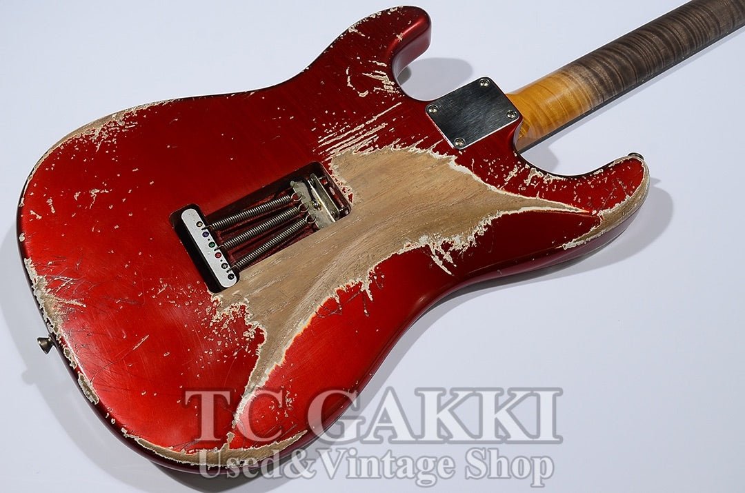 Dover SSS Candy Apple Red Over White Multicolor Heavy Aged 5A Flame Maple Neck - TC楽器 - TCGAKKI