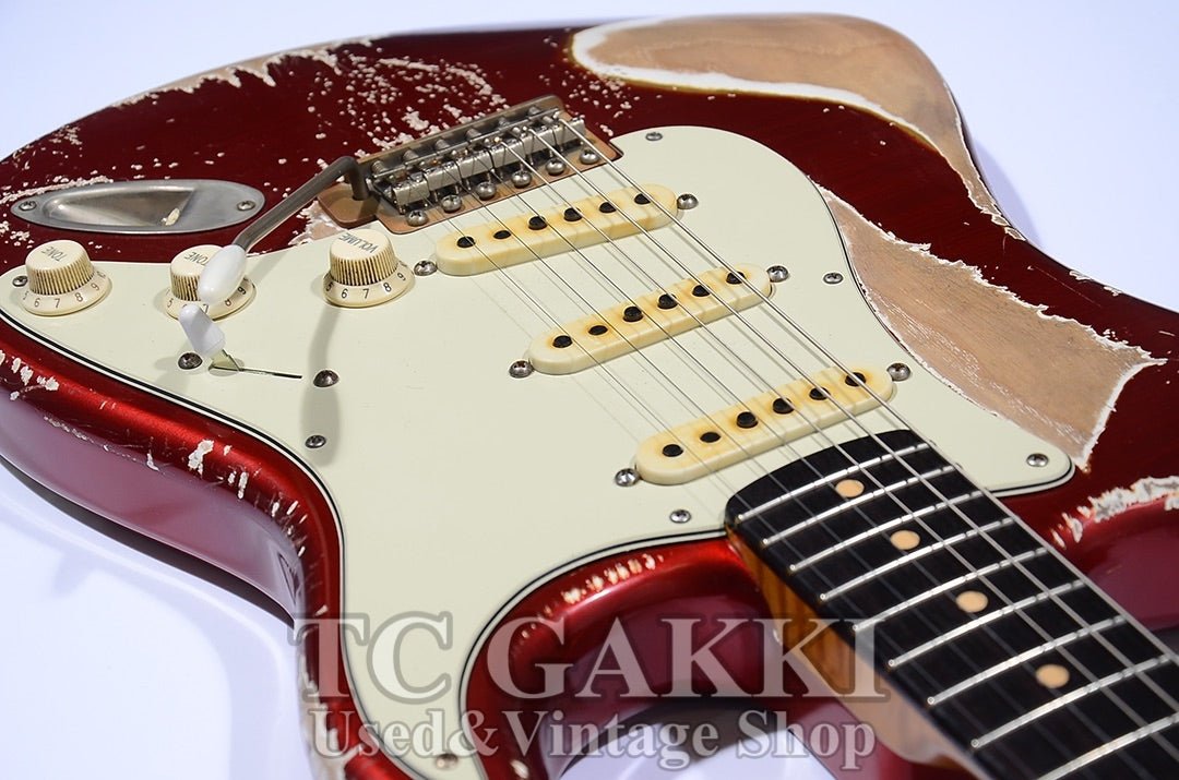Dover SSS Candy Apple Red Over White Multicolor Heavy Aged 5A Flame Maple Neck - TC楽器 - TCGAKKI