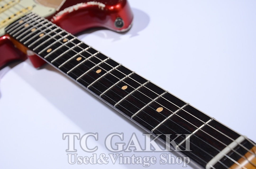 Dover SSS Candy Apple Red Over White Multicolor Heavy Aged 5A Flame Maple Neck - TC楽器 - TCGAKKI