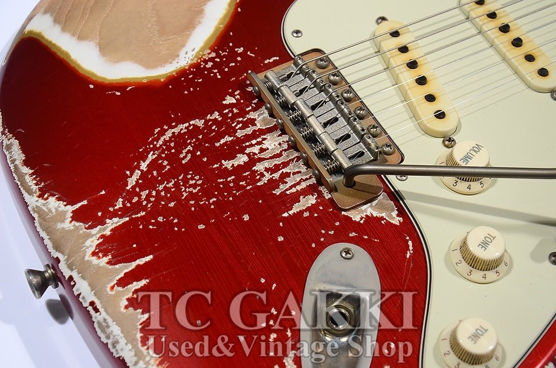 Dover SSS Candy Apple Red Over White Multicolor Heavy Aged 5A Flame Maple Neck - TC楽器 - TCGAKKI