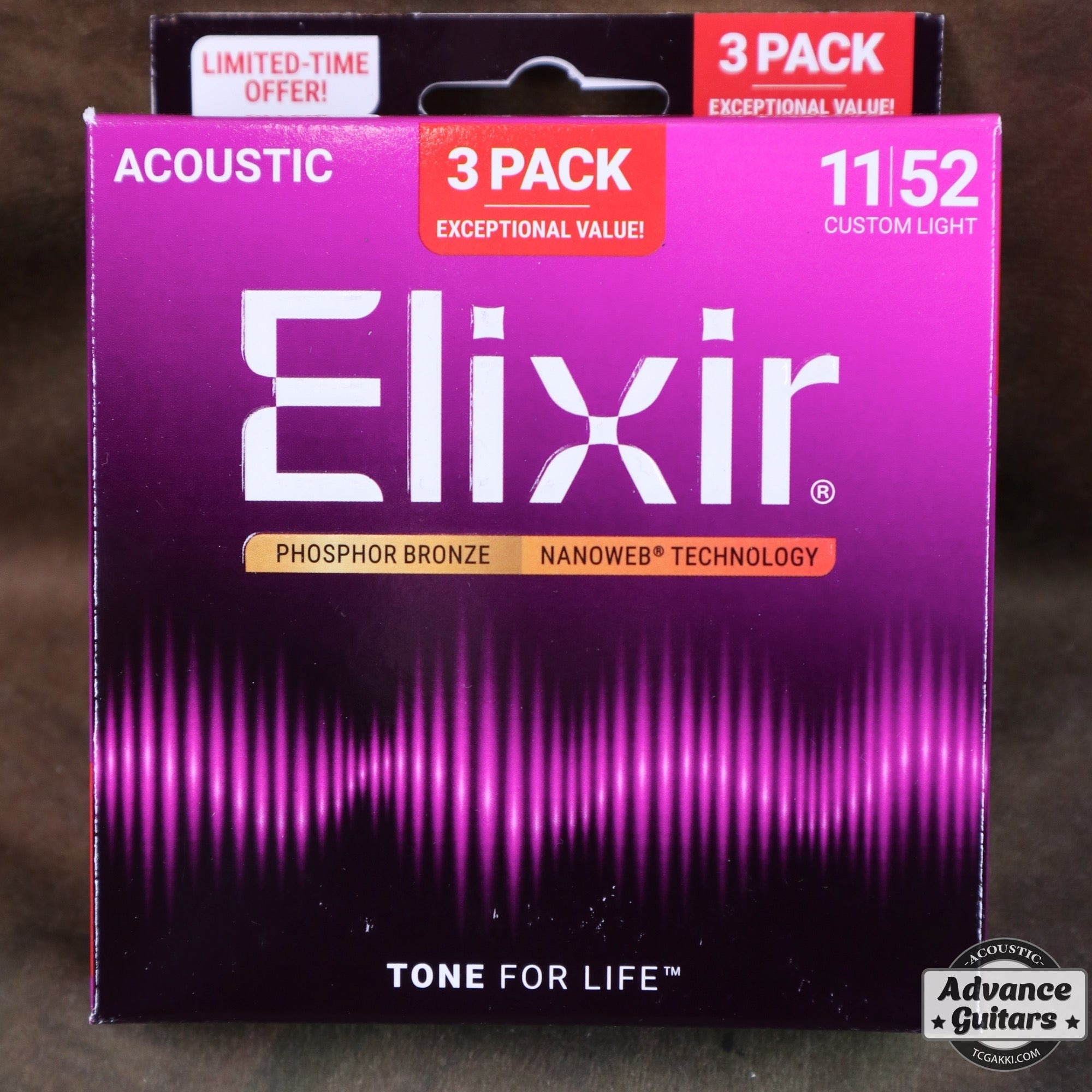 Elixir / NANOWEB Bronze Custom Light 3セットボーナスパック - TC