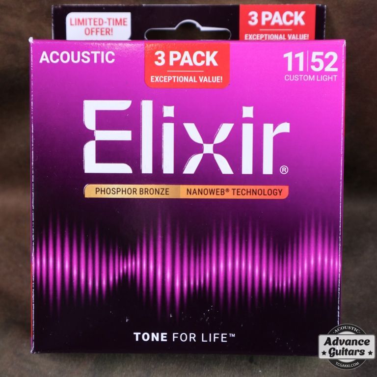 Elixir / NANOWEB Phosphor Bronze Custom Light 3セットボーナス
