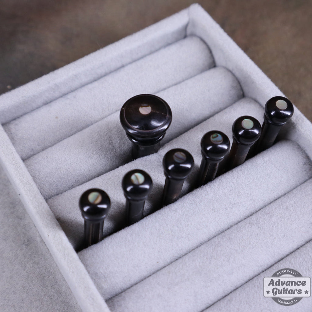 Can End With Pin Code Preciso Bone Bridge Pin & End Pin Set(Black Water Buffalo Horn & Abalo