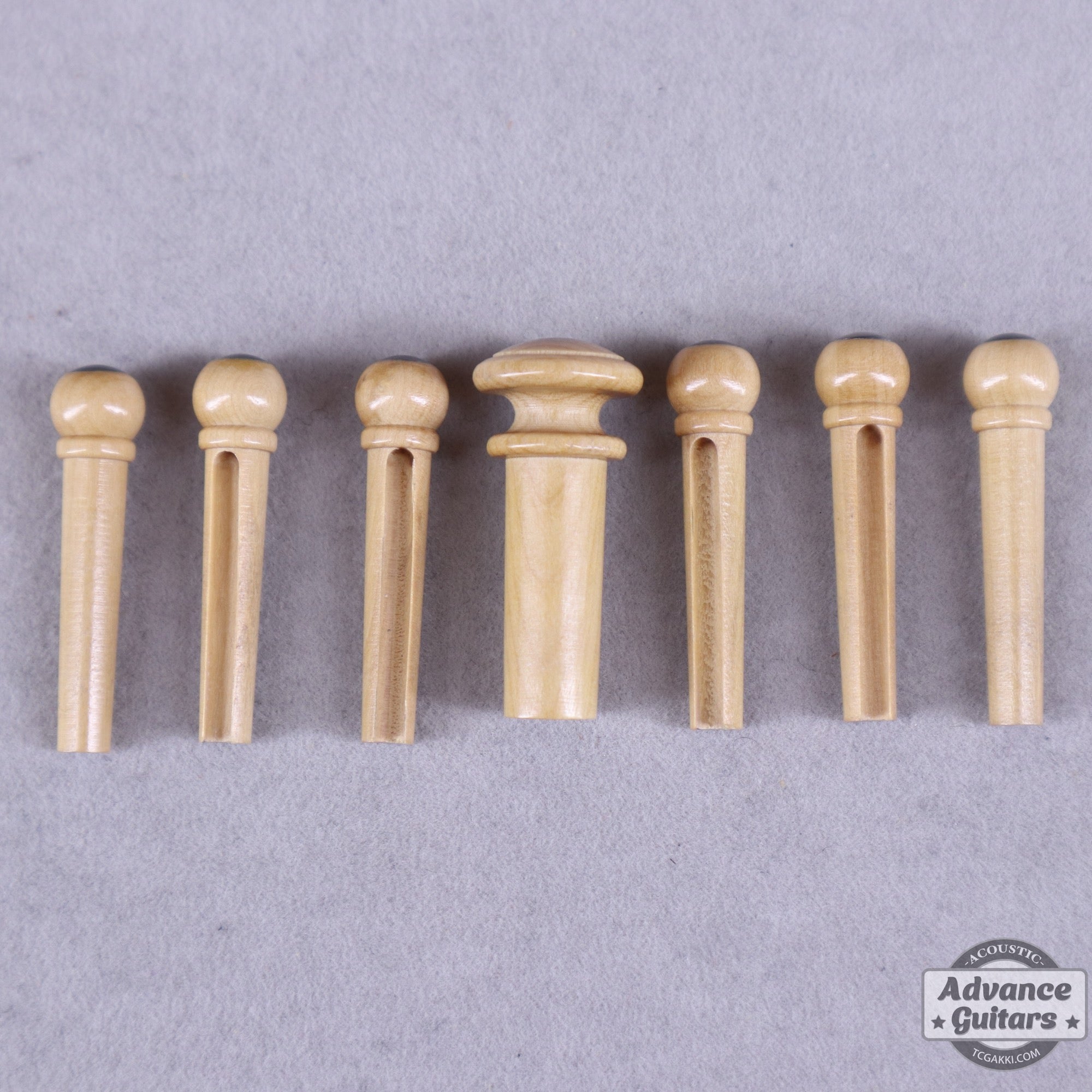 Preciso Domed Wood Bridge Pin & End Pin Set（Boxwood & Abalone Dot） - TC楽器 - TCGAKKI