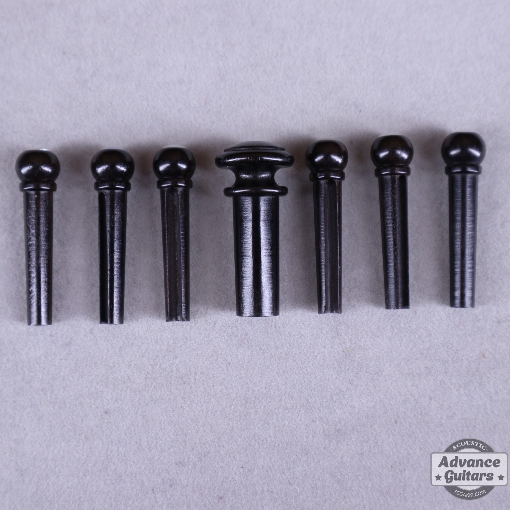 Preciso Domed Wood Bridge Pin & End Pin Set（Ebony & Mother of Pearl Dot） - TC楽器 - TCGAKKI