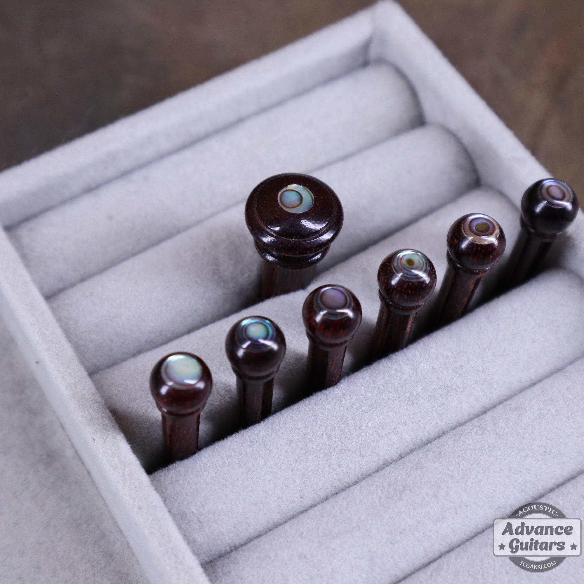 Preciso Domed Wood Bridge Pin & End Pin Set（Rosewood & Abalone Dot） - TC楽器 - TCGAKKI