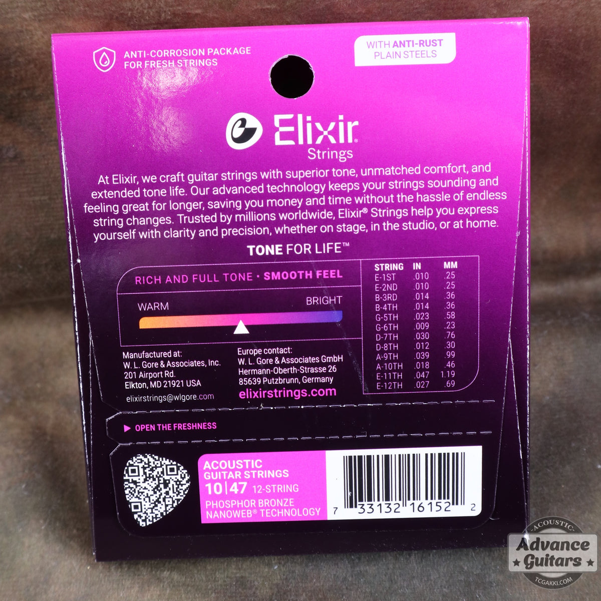 Elixir / NANOWEB Phosphor Bronze Light #16152 [pour guitare à 12 cordes]
