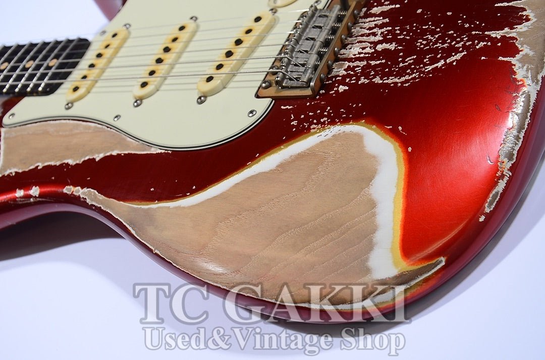 Dover SSS Candy Apple Red Over White Multicolor Heavy Aged 5A Flame Maple Neck - TC楽器 - TCGAKKI